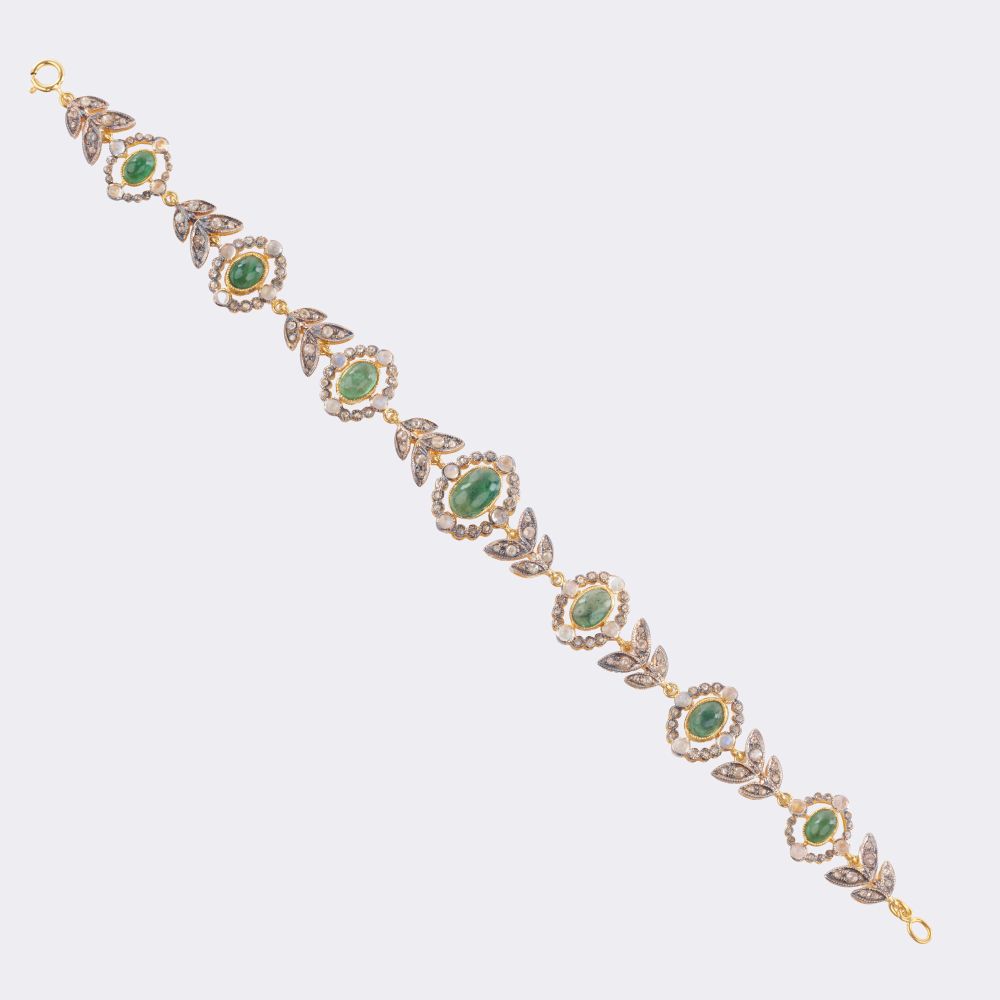 Apartes Smaragd Diamant Armband mit floralem Dekor - Bild 2