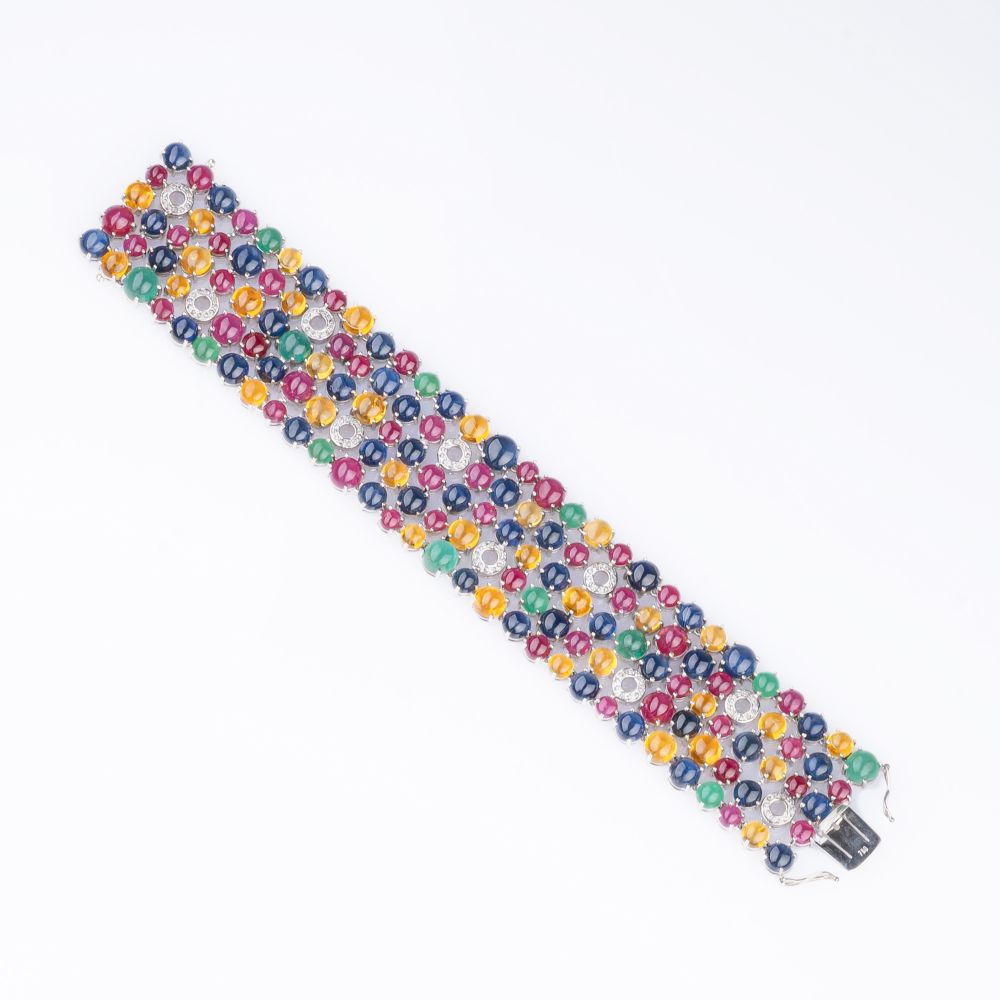 Hochkarätiges Tutti Frutti Farbedelstein Armband mit Diamant-Besatz - Bild 2
