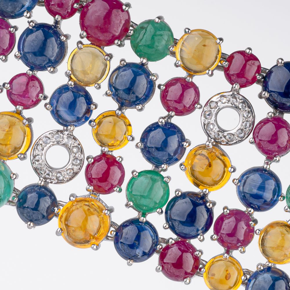 Hochkarätiges Tutti Frutti Farbedelstein Armband mit Diamant-Besatz - Bild 3