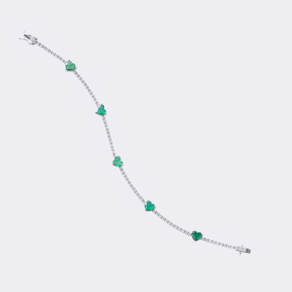  Emerald Diamond Bracelet 'Hearts' - image 2