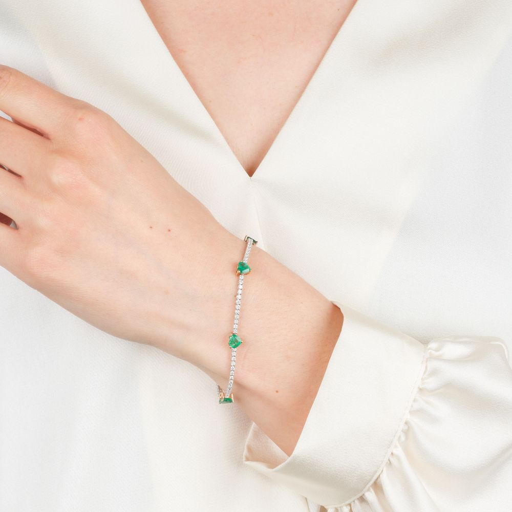  Emerald Diamond Bracelet 'Hearts' - image 3