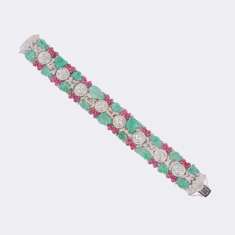 Tutti Frutti Smaragd Rubin Brillant Armband - Bild 2