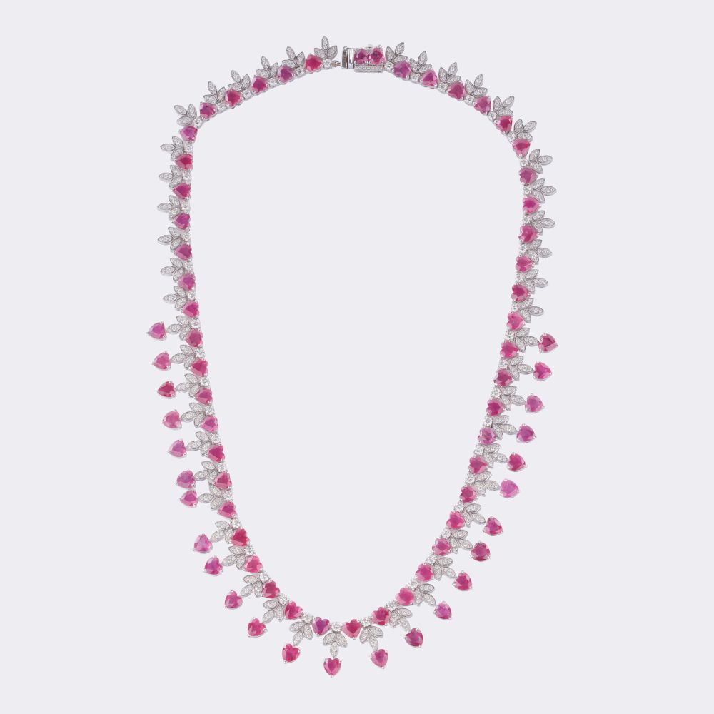 Ruby​​ Diamond Necklace 'Red Hearts'