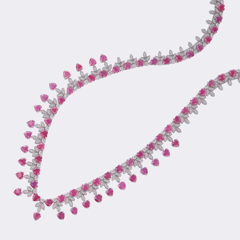 Ruby​​ Diamond Necklace 'Red Hearts' - image 2