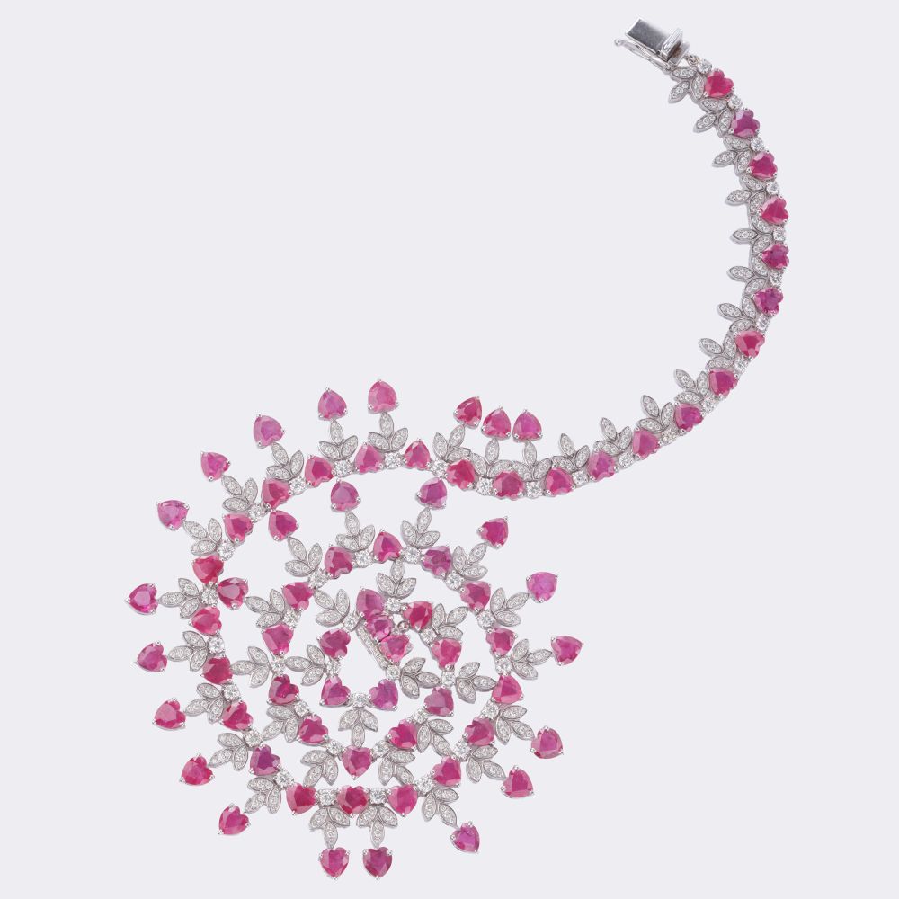 Ruby​​ Diamond Necklace 'Red Hearts' - image 3