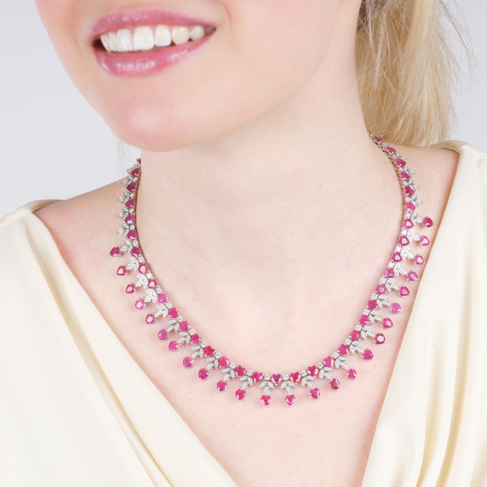 Ruby​​ Diamond Necklace 'Red Hearts' - image 4