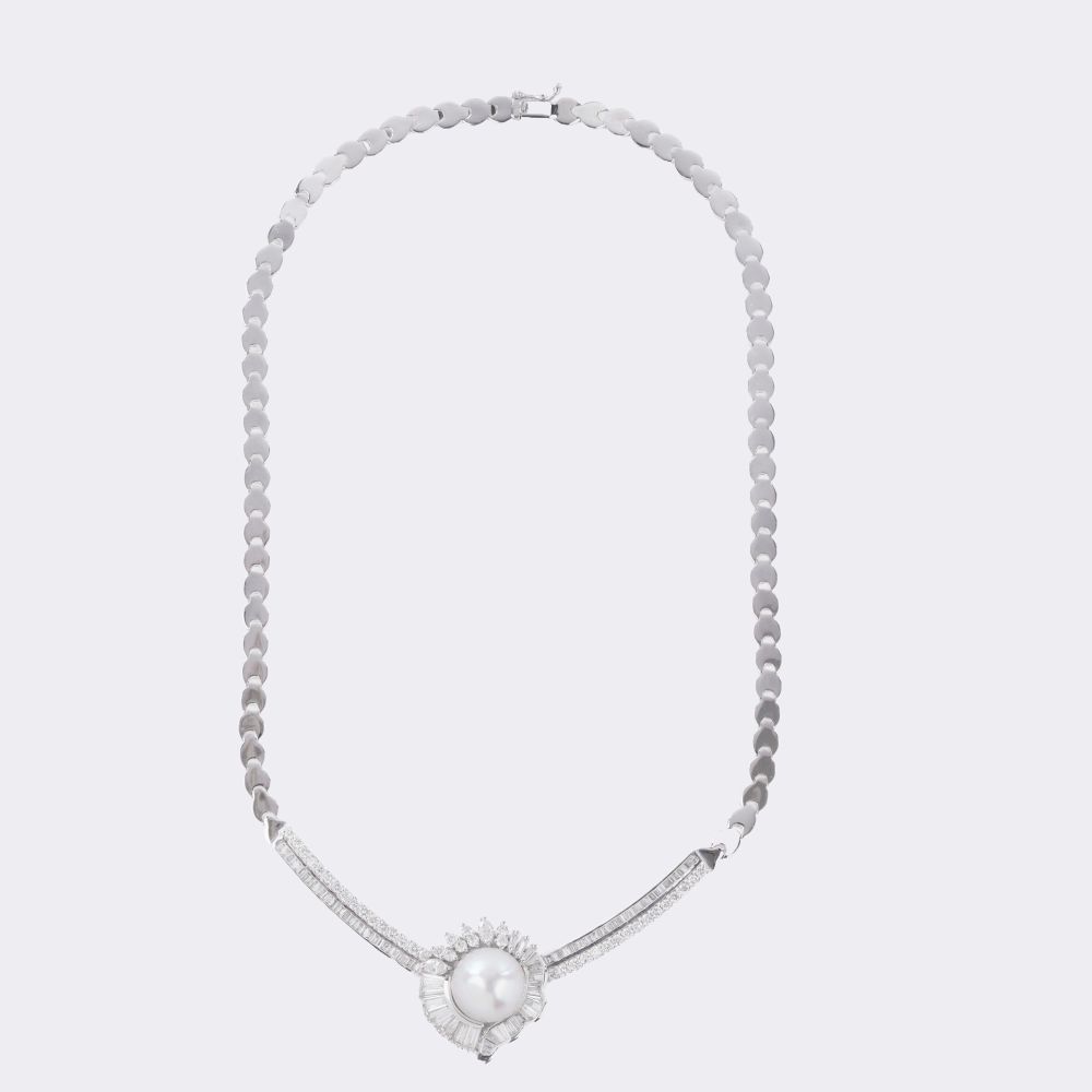 Prachtvolles Südseeperl Diamant Collier - Bild 2