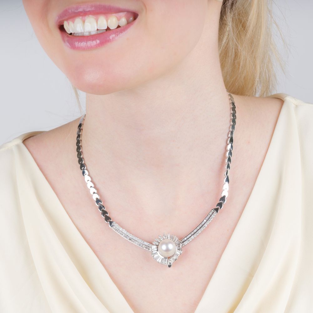 Prachtvolles Südseeperl Diamant Collier - Bild 3
