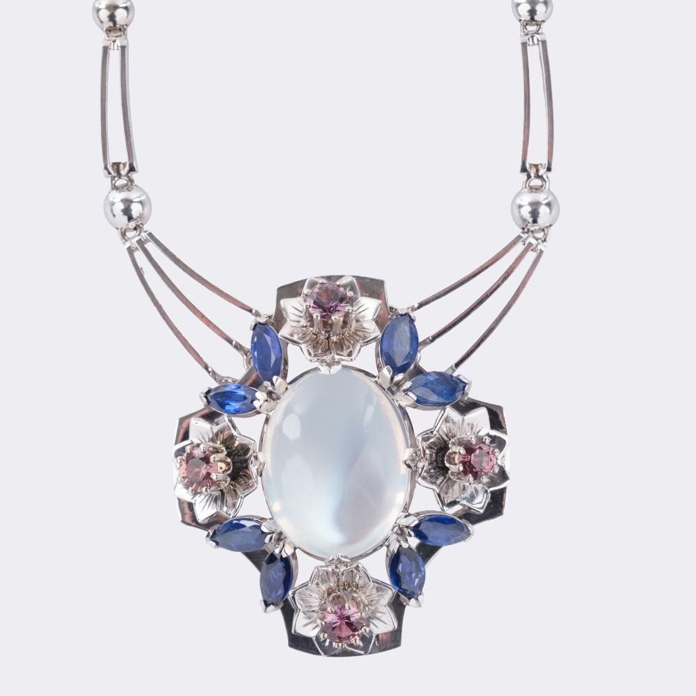 Moonstone Sapphire Pendant on Chain