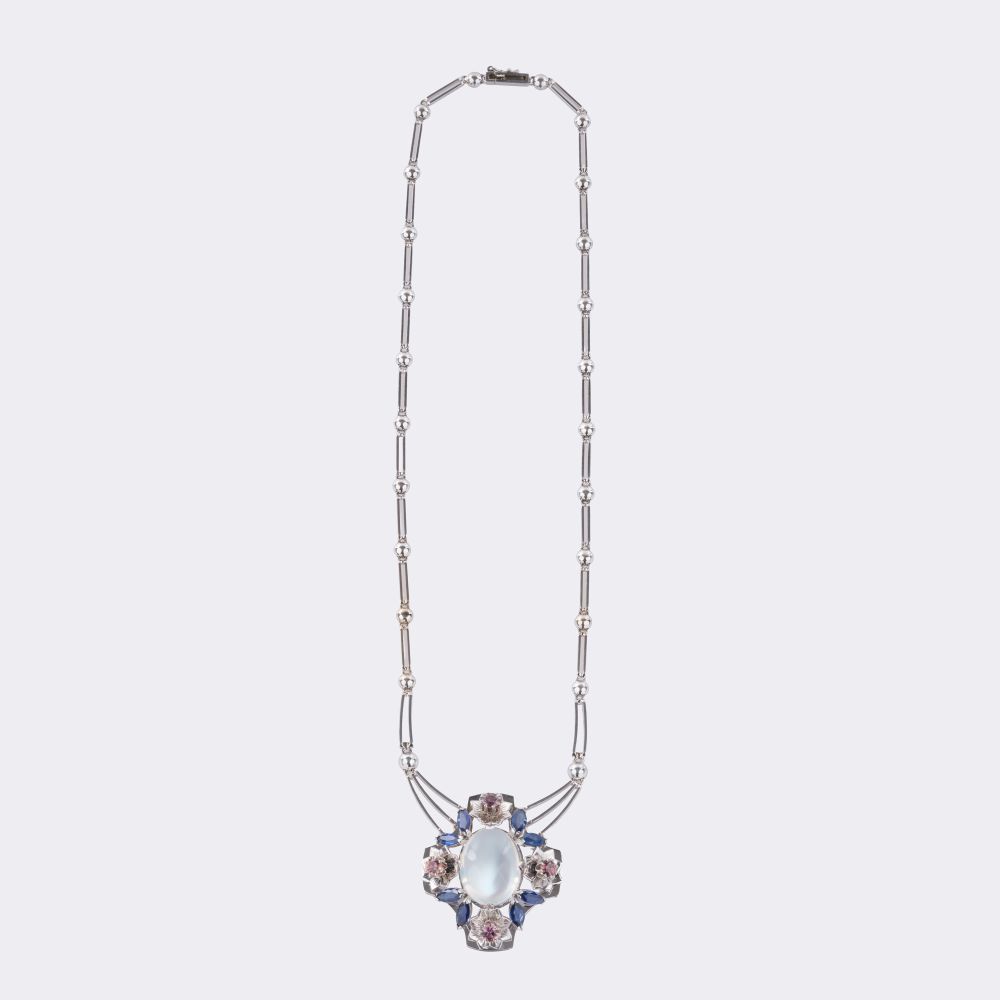 Moonstone Sapphire Pendant on Chain - image 2