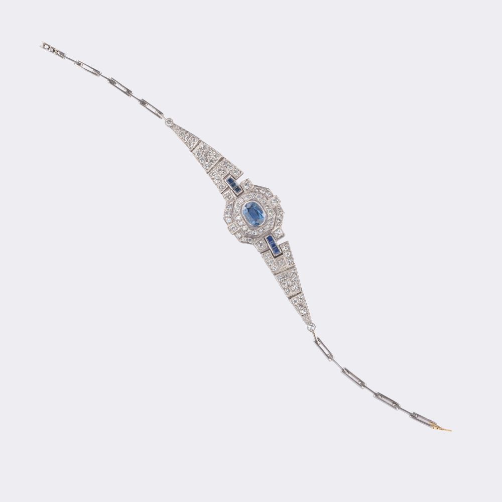 Art-déco Ceylon Saphir Diamant Armband - Bild 2