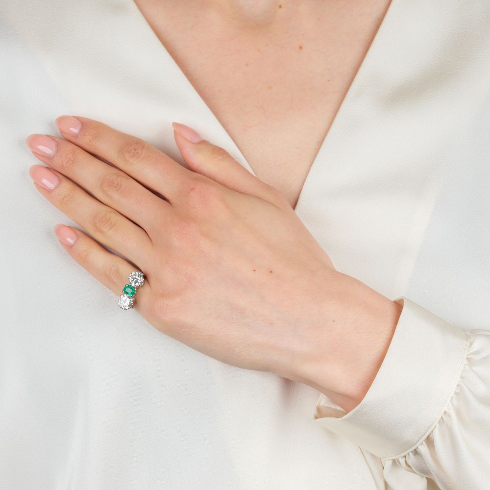 Smaragd Brillant Ring - Bild 4