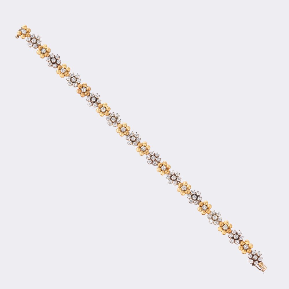 Apartes Bicolour Blütenarmband mit Brillant-Besatz - Bild 2
