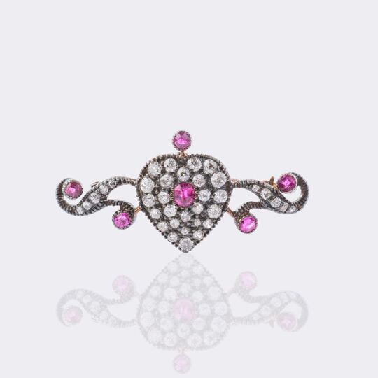 Fin de siècle Diamond Ruby Brosche