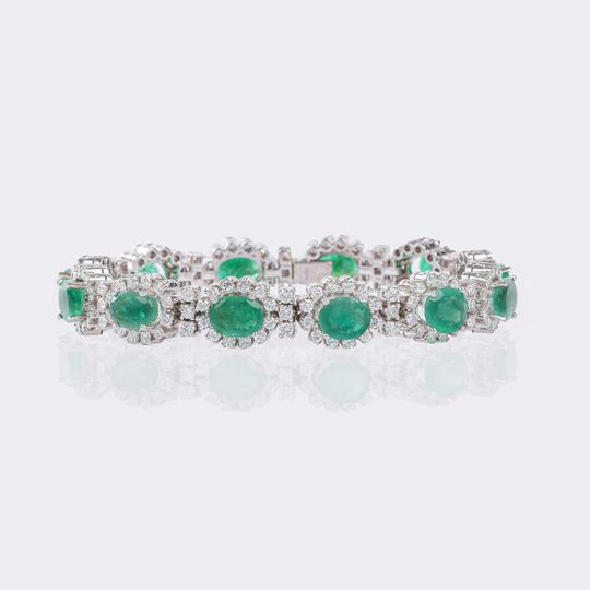 Hochkarätiges Smaragd Armband mit fein-weißen Brillanten