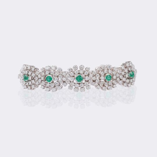 Hochkarätiges Vintage Brillant Smaragd Armband