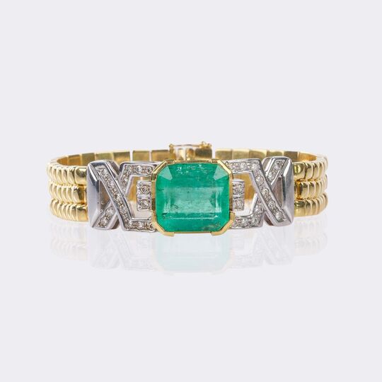Hochkarätiges Smaragd Armband mit Brillant-Besatz