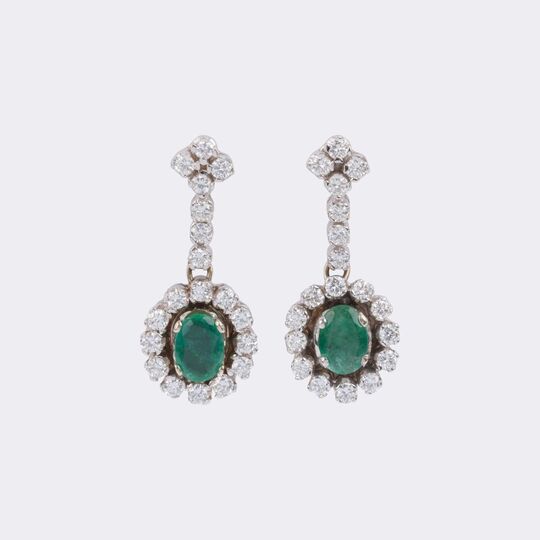 Pair of Emerald Diamond Earrings