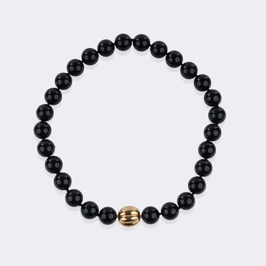 Onyx Collier mit Goldschließe