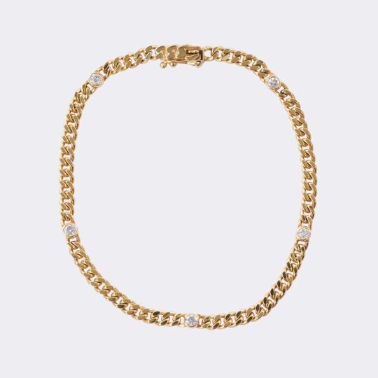 Panzerkette und Armband mit Brillant-Besatz