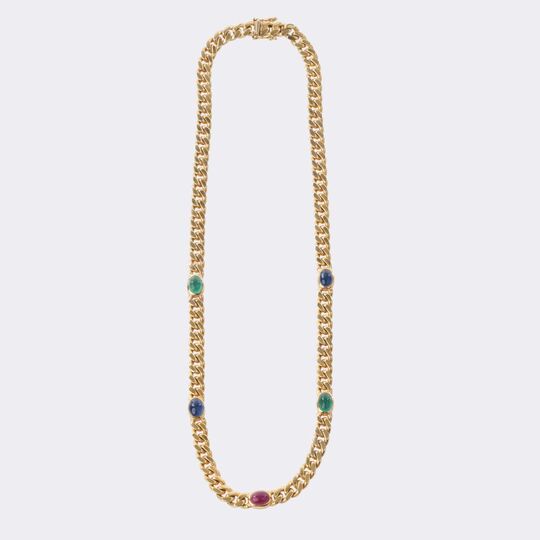 Panzercollier mit Farbedelstein-Cabochons