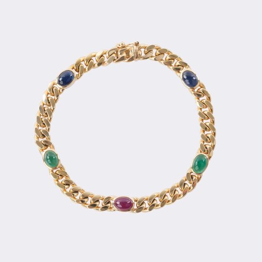 Panzerarmband mit Farbedelstein-Cabochons