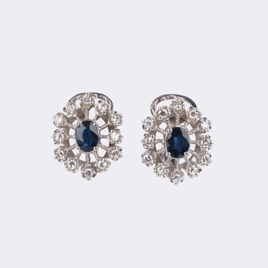 Pair of Sapphire Diamond Clip Earrings