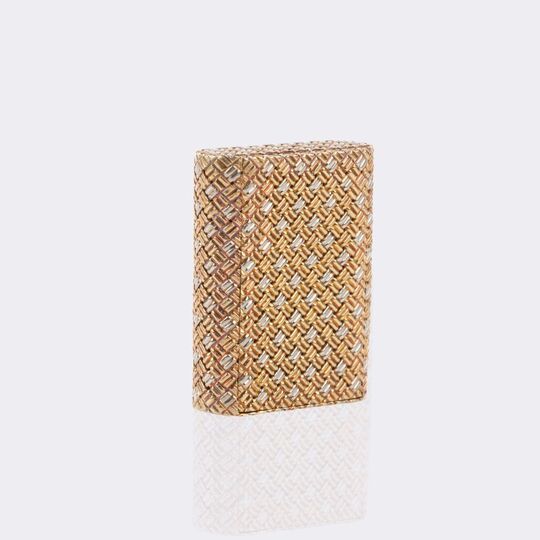 Kleine Bicolour Golddose mit feinem Flecht-Dekor