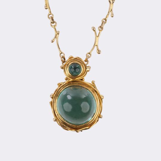 Turmalin Collier im floralen Design