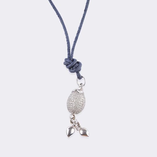 'Coconut' Pavé Brillant Anhänger an Lederband