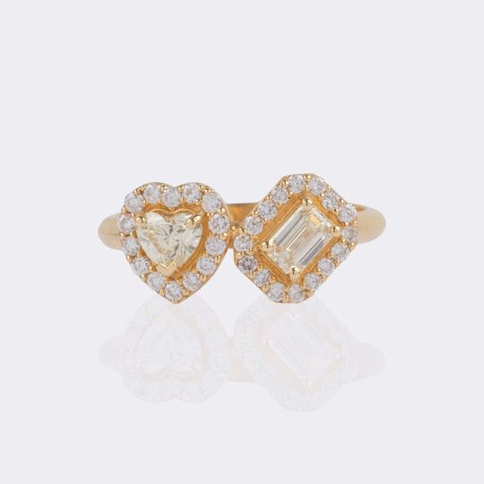 Small diamond ring Toi-et-Moi
