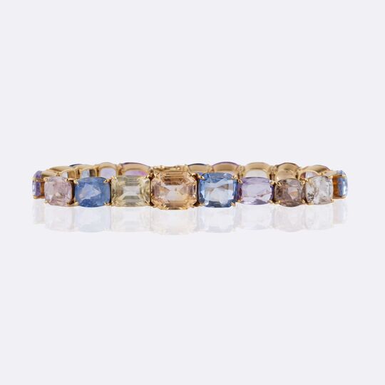 Seltenes Armband mit natürlichen, mehrfarbigen Ceylon Saphiren