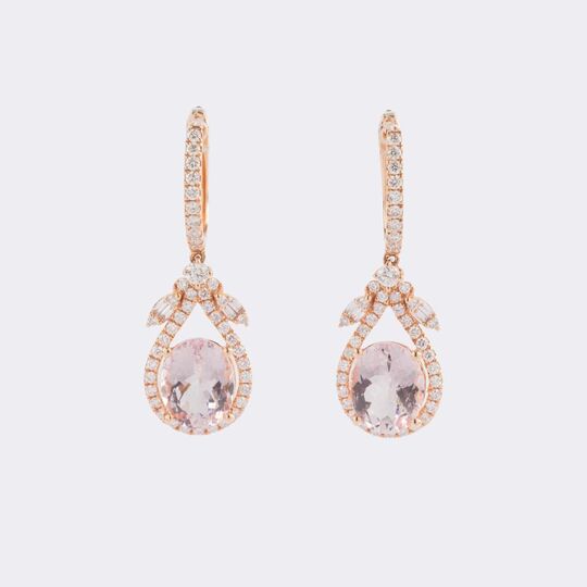 Paar Morganit Diamant Ohrhänger