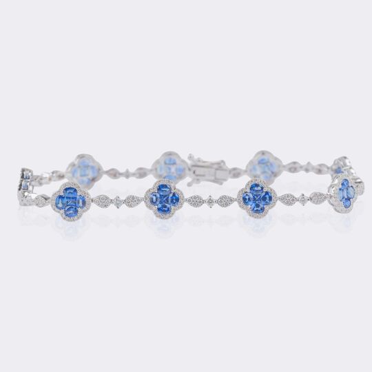 Saphir Brillant Armband 'Kleeblatt'