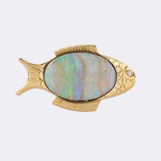 Opal Diamond Brooch 'Fish'
