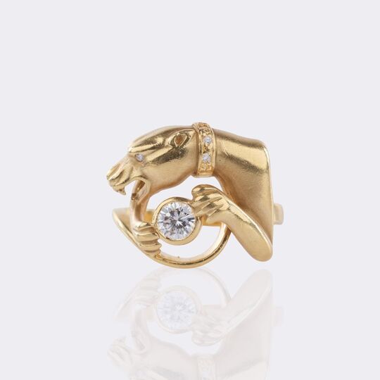 Panther Goldring mit Brillant-Besatz