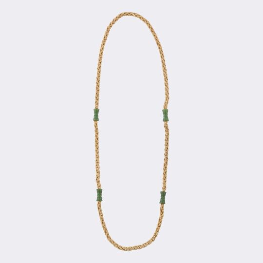 Vintage Goldkordel Kette mit Nephrit