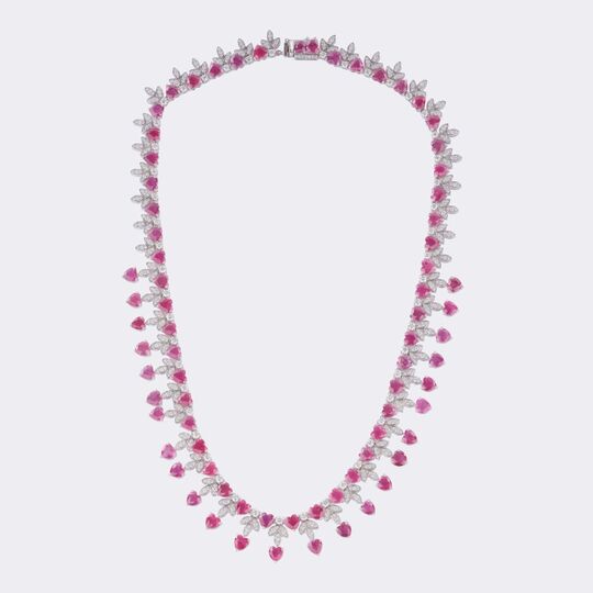 Ruby​​ Diamond Necklace 'Red Hearts'