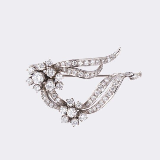 Fein-weiße Vintage Brillant Brosche