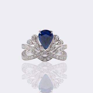 Natürlicher Saphir Ring mit Brillanten