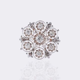 Jugendstil Rosettenbrosche mit Altschliffdiamanten