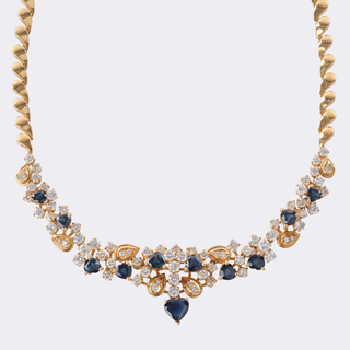 Saphir Brillant Parure 'Vivid Hearts': Collier, Armband und Paar Ohrringe