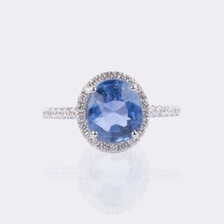 Natürlicher Saphir Ring mit Brillant-Besatz