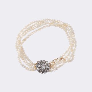 Viktorianisches Naturperlen Armband mit Altschliffdiamanten
