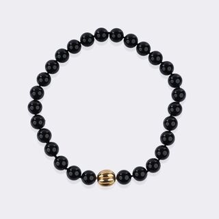 Onyx Collier mit Goldschließe