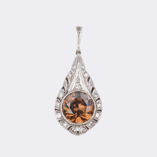 Natürlicher Art-déco Zirkon mit reversiblen Farbwechsel als Anhänger mit Diamanten