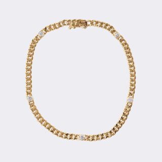 Panzerkette und Armband mit Brillant-Besatz
