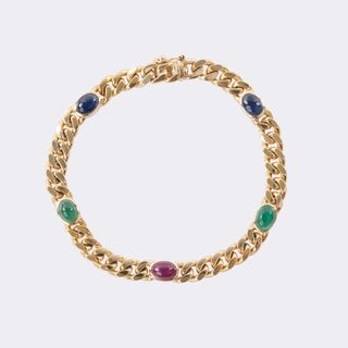 Panzerarmband mit Farbedelstein-Cabochons