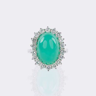 Chrysopras-Brillant Ring