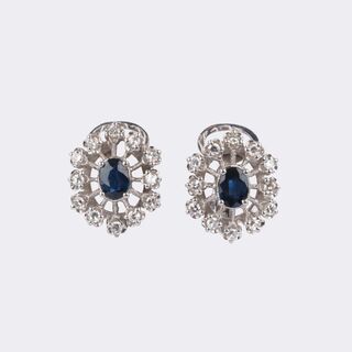 Paar Saphir Diamant Ohrclips